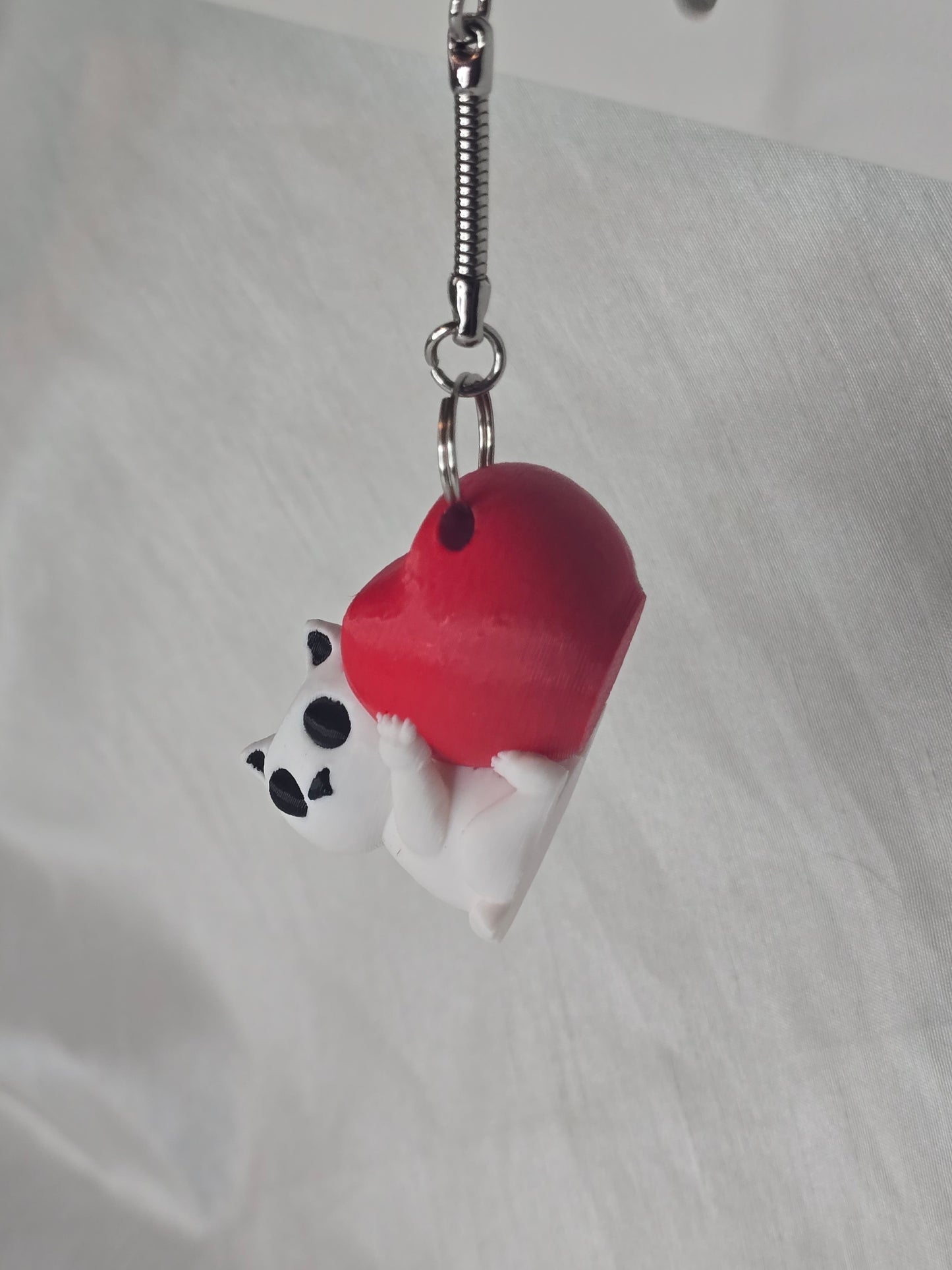 Cat Hugging a Heart Keychain/Zipper Pull