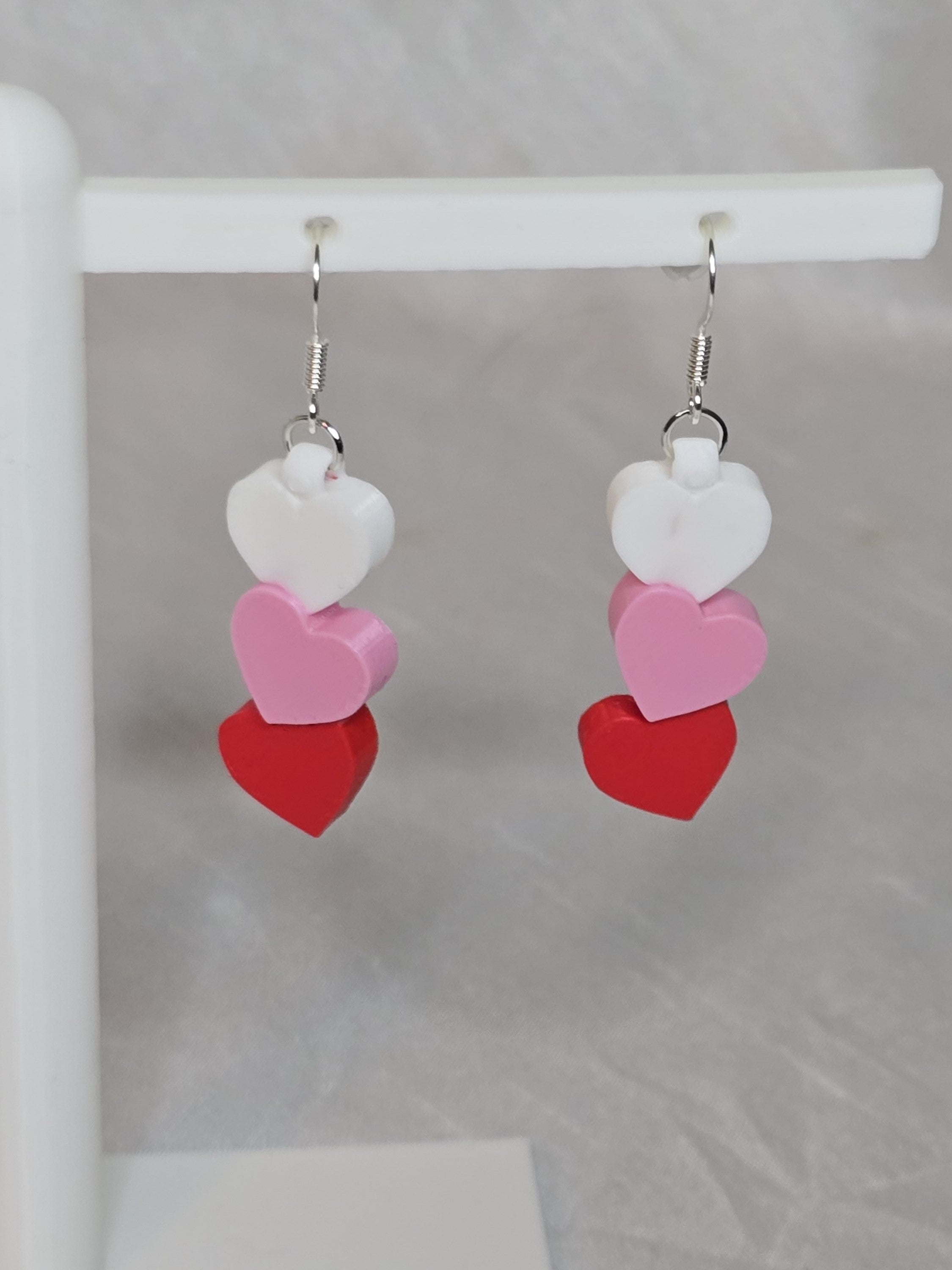 Connected Three Hearts Earrings