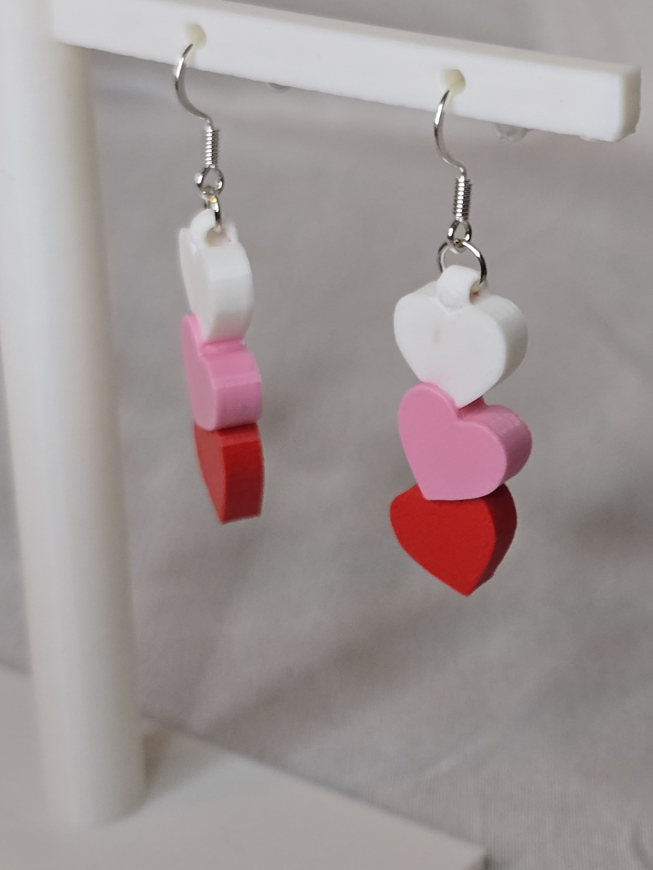 Connected Three Hearts Earrings