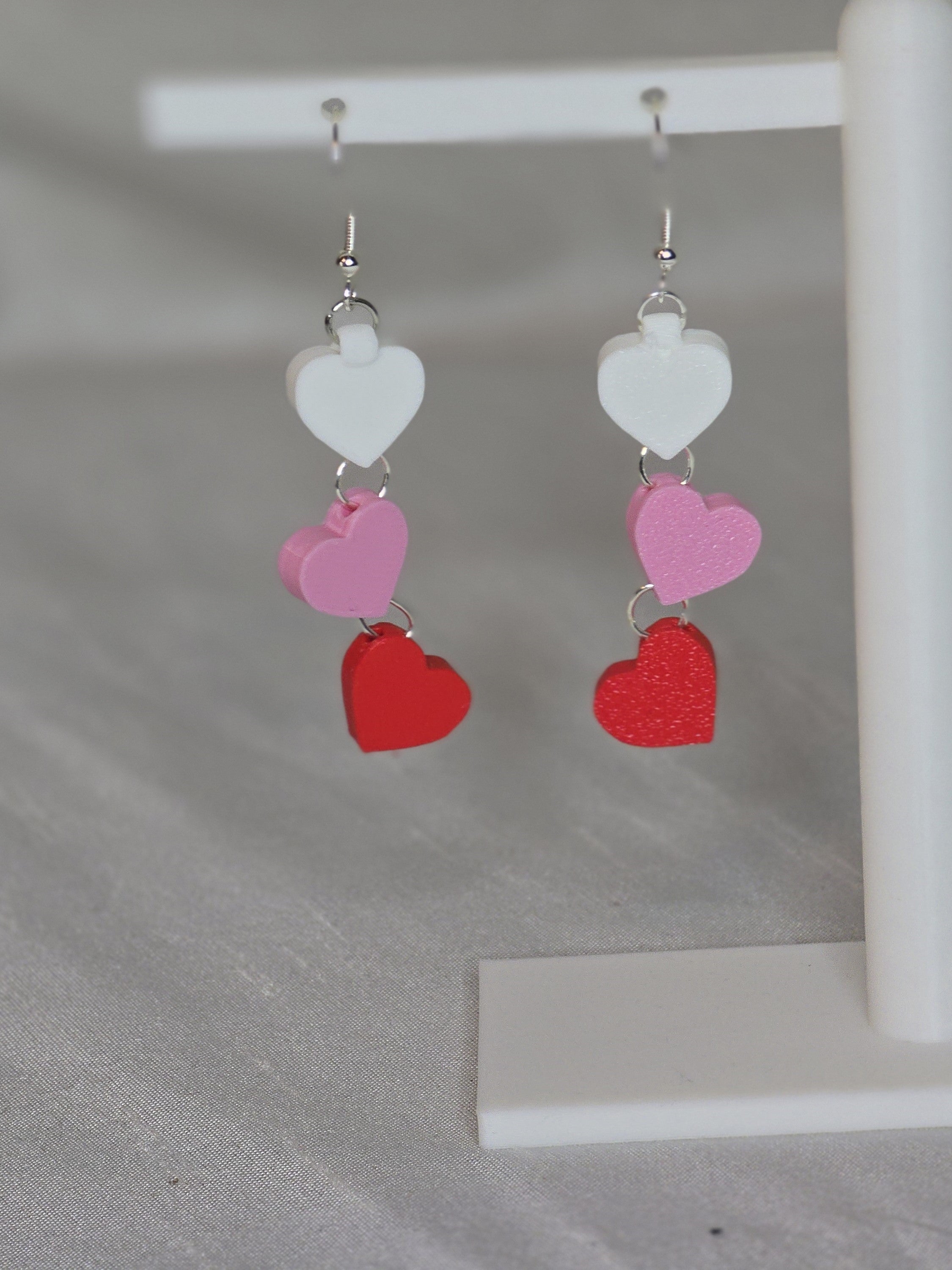 Linked Three Hearts Earrings