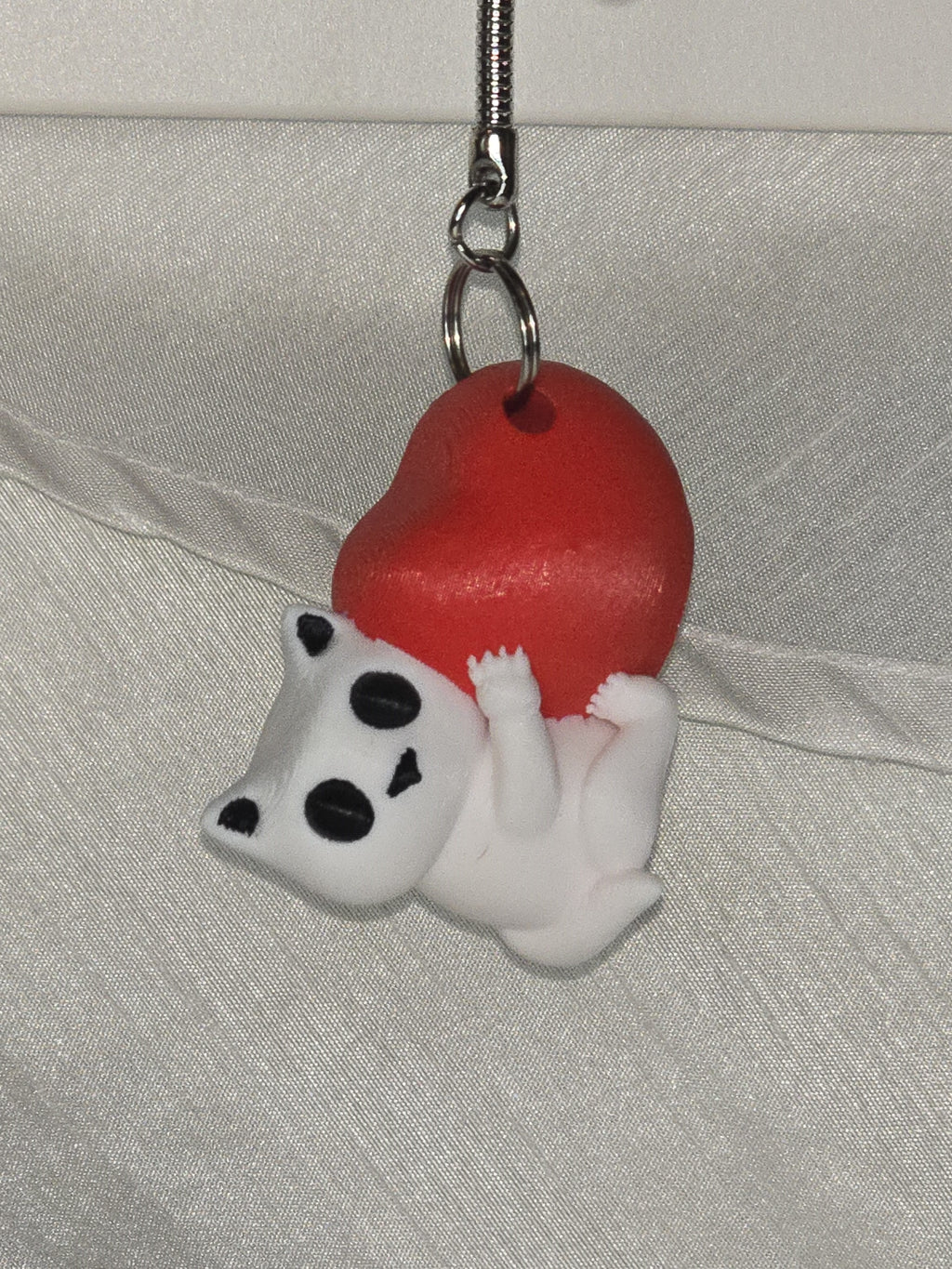 Cat Hugging a Heart Keychain/Zipper Pull