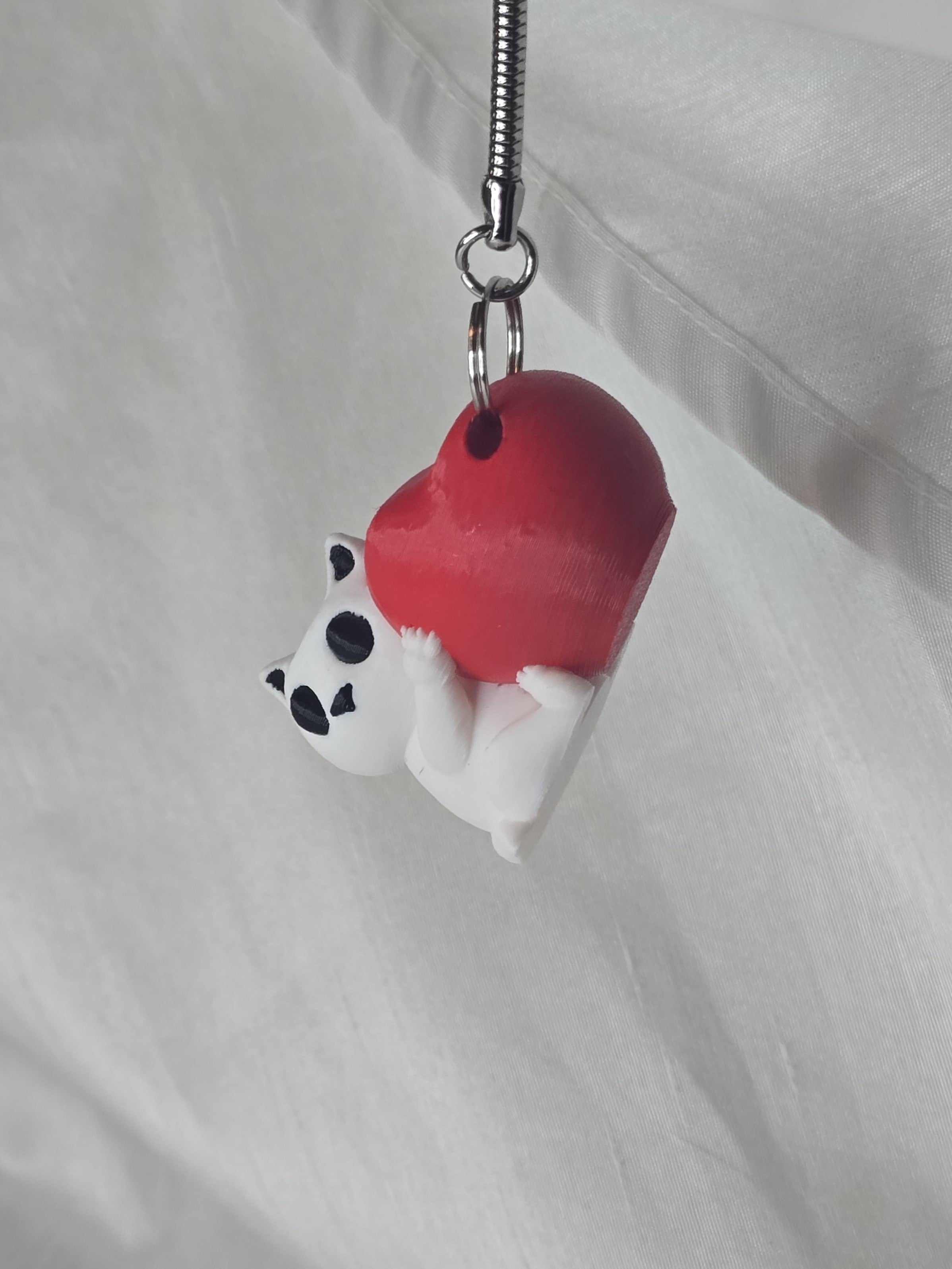 Cat Hugging a Heart Keychain/Zipper Pull