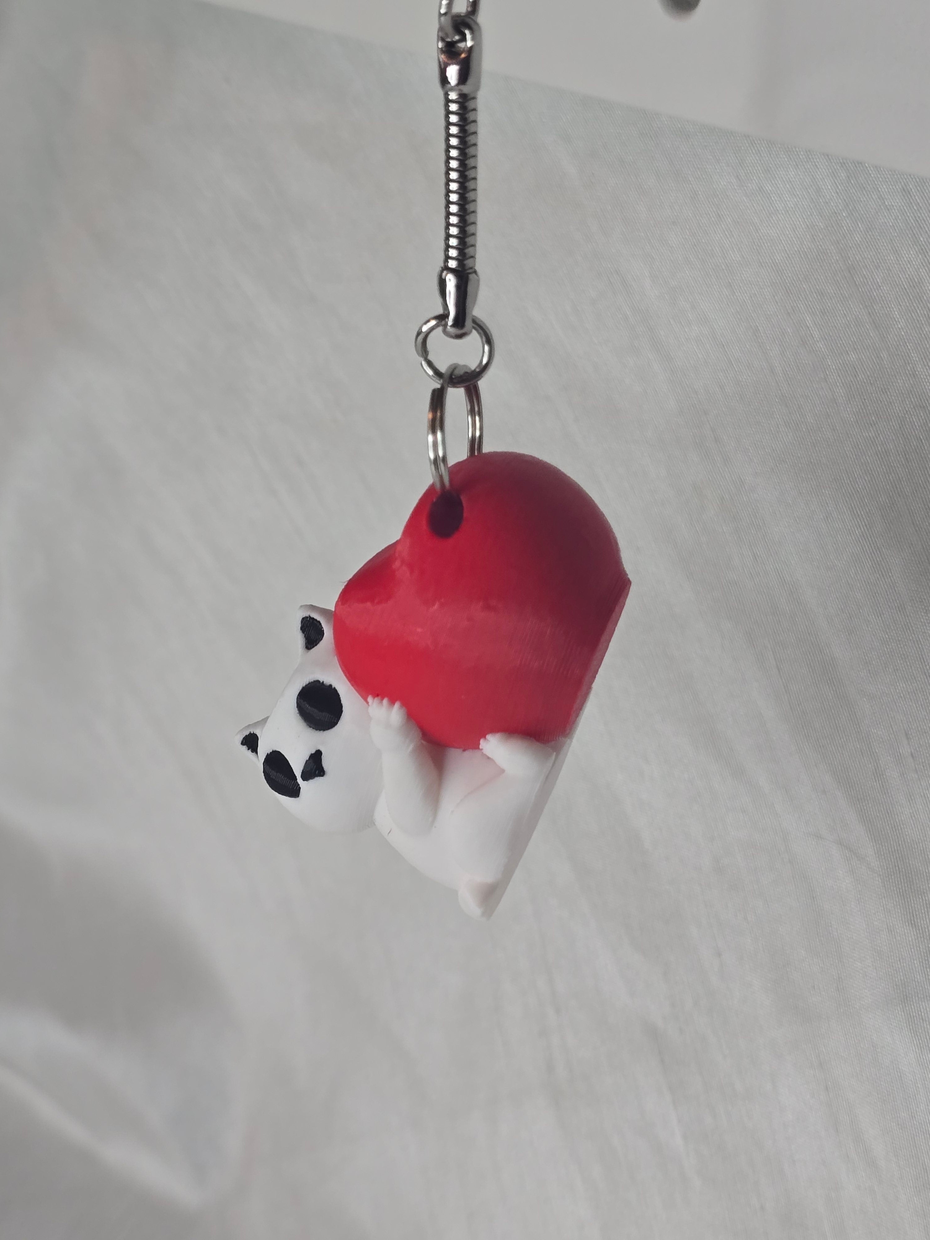 Cat Hugging a Heart Keychain/Zipper Pull
