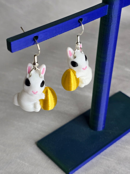Bunny with Easter Egg Dangle Earrings