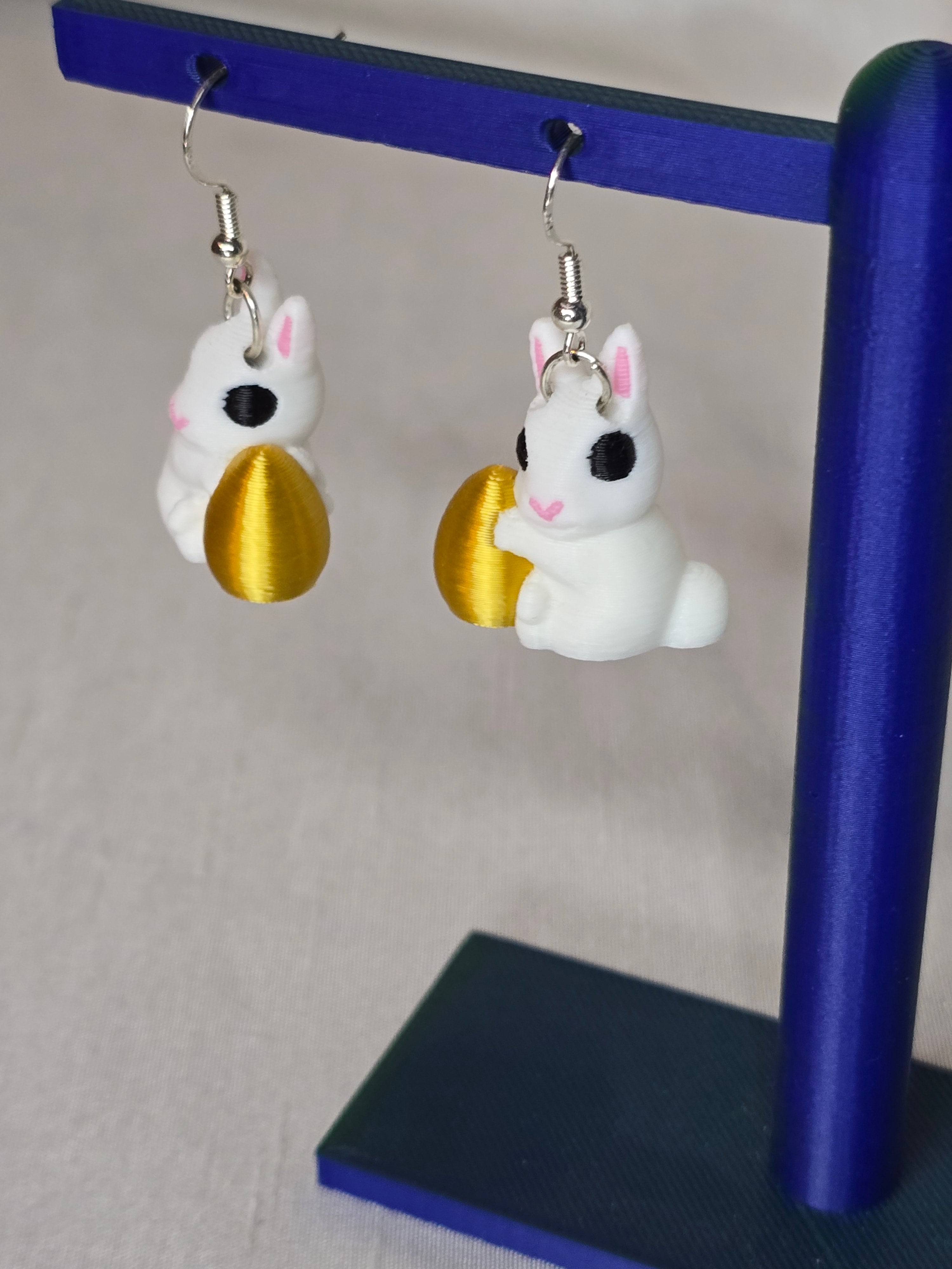 Bunny with Easter Egg Dangle Earrings