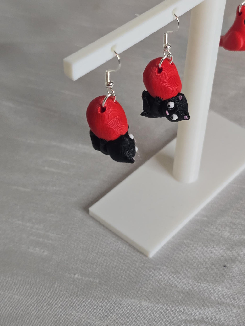 Cat Hugging a Heart Earrings