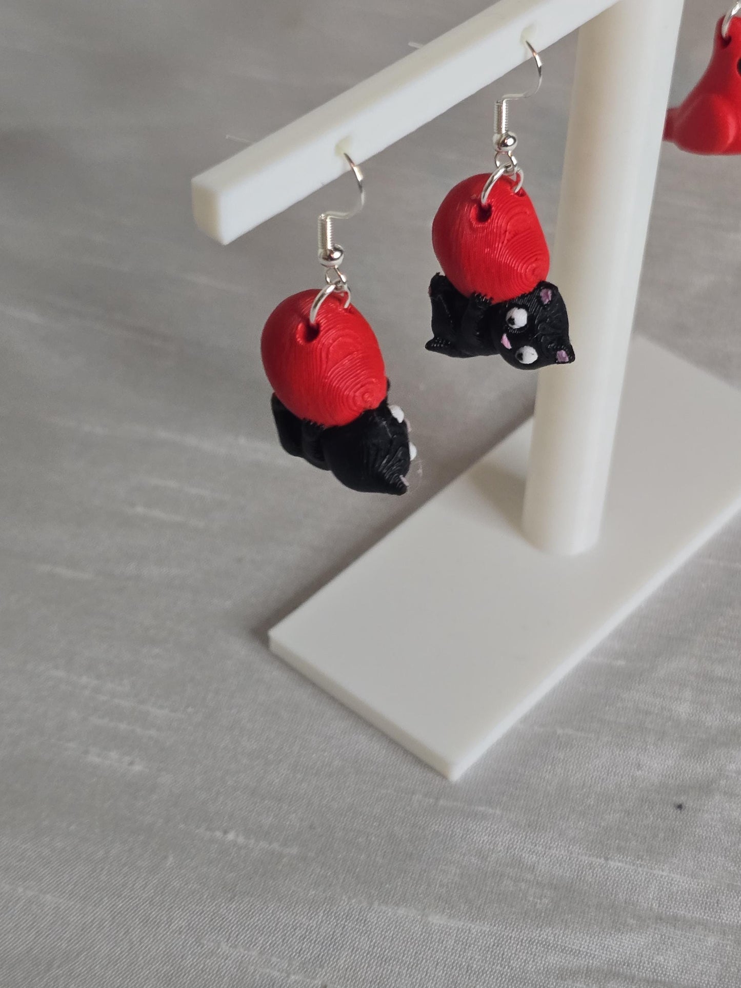 Cat Hugging a Heart Earrings