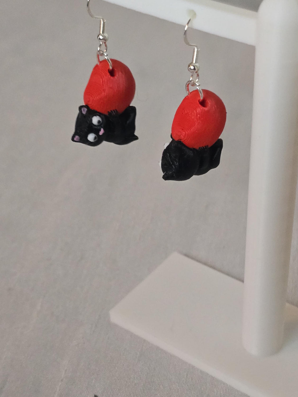 Cat Hugging a Heart Earrings